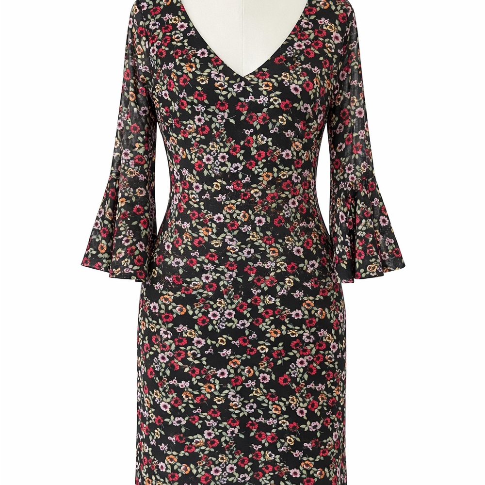 Allison Brittney Black Floral Midi Dress